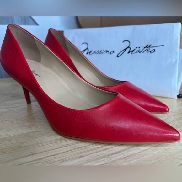 S21. NWT Massimo Matteo Celeste Mid Heel Pump 8M - Picture 2 of 6